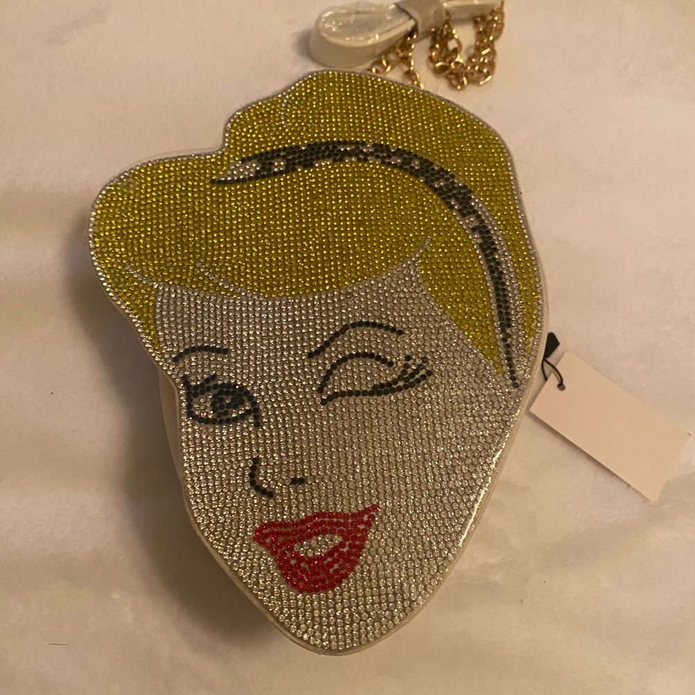 Purse!!!Pop Art Face Clutch with Rhinestones CINDERELLA